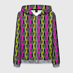 Толстовка 3D на молнии мужская Striped multicolored pattern Сердце, цвет: 3D-меланж