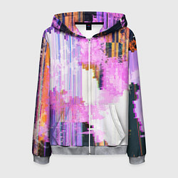 Толстовка 3D на молнии мужская Glitch art Fashion trend, цвет: 3D-меланж