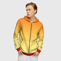 Толстовка 3D на молнии мужская Оранжевый, желтый градиент, цвет: 3D-красный — фото 2