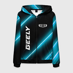 Толстовка 3D на молнии мужская Geely Неоновые Лампы, цвет: 3D-черный