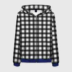 Толстовка 3D на молнии мужская Black and white trendy checkered pattern, цвет: 3D-синий