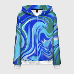 Мужская толстовка на молнии Тай-дай с синим, зелёным и белым цветом