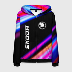 Толстовка 3D на молнии мужская Skoda Speed Lights, цвет: 3D-черный
