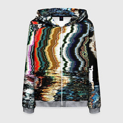 Толстовка 3D на молнии мужская Glitch pattern - fashion trend, цвет: 3D-меланж