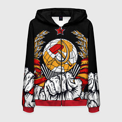 Мужская толстовка на молнии Герб СССР на черном фоне