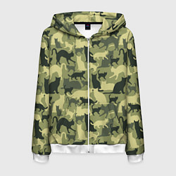 Мужская толстовка на молнии Кошачий камуфляж в зеленой гамме