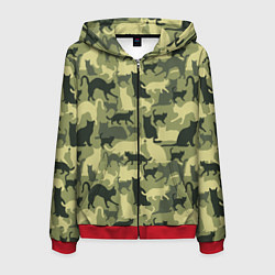 Мужская толстовка на молнии Кошачий камуфляж в зеленой гамме