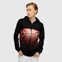 Толстовка 3D на молнии мужская Basketball ball, цвет: 3D-черный — фото 2