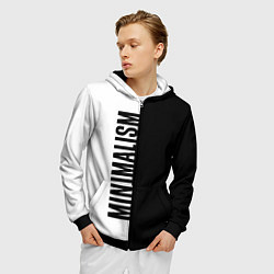 Толстовка 3D на молнии мужская MINIMALISM - BLACK AND WHITE, цвет: 3D-черный — фото 2