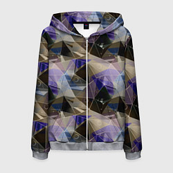 Мужская толстовка на молнии Полигональный абстрактный: бежевый, коричневый, си