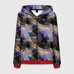 Мужская толстовка на молнии Полигональный абстрактный: бежевый, коричневый, си