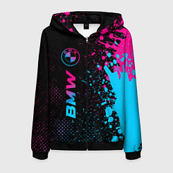 Толстовка 3D на молнии мужская BMW - neon gradient: по-вертикали, цвет: 3D-черный