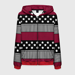 Мужская толстовка на молнии Burgundy black striped pattern