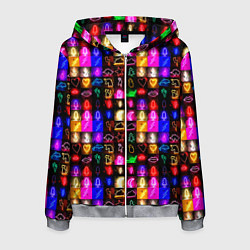 Толстовка 3D на молнии мужская Neon glowing objects, цвет: 3D-меланж