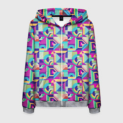 Толстовка 3D на молнии мужская Геометрия абстрактный паттерн, цвет: 3D-меланж