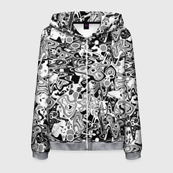 Толстовка 3D на молнии мужская Черно-белый абстрактный паттерн, цвет: 3D-меланж