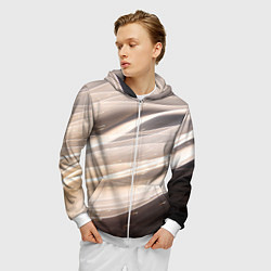 Толстовка 3D на молнии мужская Абстрактные волны и огни бесконечности, цвет: 3D-белый — фото 2