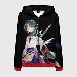 Толстовка 3D на молнии мужская Адепт Сяо - Минимализм, цвет: 3D-красный