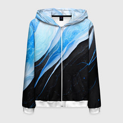 Толстовка 3D на молнии мужская Тёмно-синий мрамор, цвет: 3D-белый