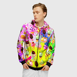 Толстовка 3D на молнии мужская Вкусные Мороженки, цвет: 3D-черный — фото 2