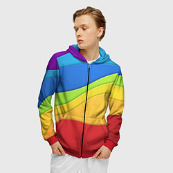 Толстовка 3D на молнии мужская Семь цветов радуги, цвет: 3D-красный — фото 2