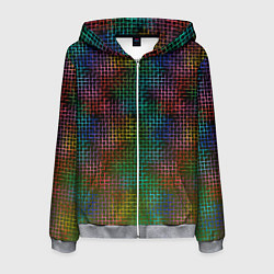 Толстовка 3D на молнии мужская Неоновый сетчатый узор, цвет: 3D-меланж