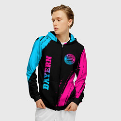 Толстовка 3D на молнии мужская Bayern - neon gradient: надпись, символ, цвет: 3D-черный — фото 2
