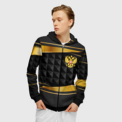 Толстовка 3D на молнии мужская Gold & black - Russia, цвет: 3D-черный — фото 2