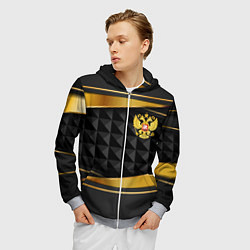 Толстовка 3D на молнии мужская Gold & black - Russia, цвет: 3D-меланж — фото 2