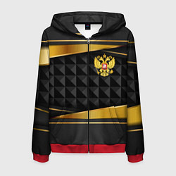 Толстовка 3D на молнии мужская Gold & black - Russia, цвет: 3D-красный