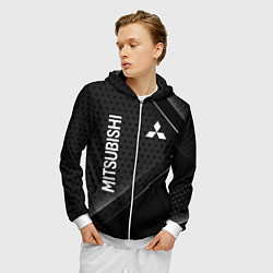 Толстовка 3D на молнии мужская Mitsubishi Карбон, цвет: 3D-белый — фото 2