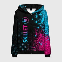 Толстовка 3D на молнии мужская Skillet - neon gradient: по-вертикали, цвет: 3D-черный