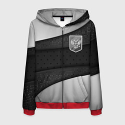 Толстовка 3D на молнии мужская Черно-белый герб России, цвет: 3D-красный