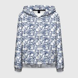 Толстовка 3D на молнии мужская Череп с трещиной, цвет: 3D-меланж