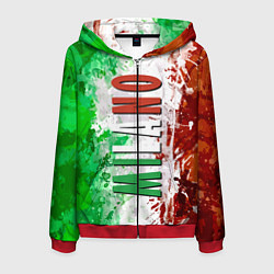 Толстовка 3D на молнии мужская Флаг Италии - кляксы, цвет: 3D-красный