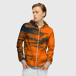 Толстовка 3D на молнии мужская Абстрактная оранжевая поверхность и чёрные тени, цвет: 3D-меланж — фото 2