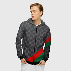 Толстовка 3D на молнии мужская В стиле gucci, цвет: 3D-черный — фото 2