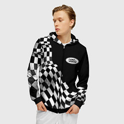 Толстовка 3D на молнии мужская Land Rover racing flag, цвет: 3D-черный — фото 2