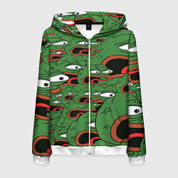 Толстовка 3D на молнии мужская Пепе лягушка, цвет: 3D-белый