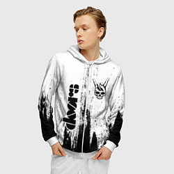 Толстовка 3D на молнии мужская The Doors и рок символ на светлом фоне, цвет: 3D-белый — фото 2