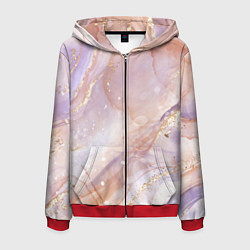 Толстовка 3D на молнии мужская Бежевый с золотом мрамор, цвет: 3D-красный