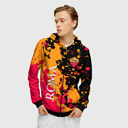 Толстовка 3D на молнии мужская Roma Краска, цвет: 3D-черный — фото 2