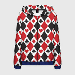 Толстовка 3D на молнии мужская Фон из карточных мастей, цвет: 3D-синий