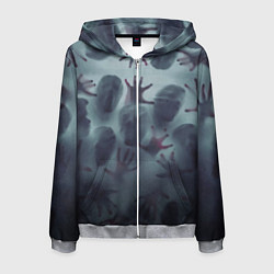 Толстовка 3D на молнии мужская Scary faces trying to get out, цвет: 3D-меланж