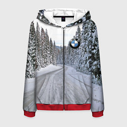 Мужская толстовка на молнии BMW - зимняя дорога через лес