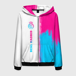 Толстовка 3D на молнии мужская Real Madrid neon gradient style: по-вертикали, цвет: 3D-черный