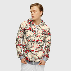 Толстовка 3D на молнии мужская Sakura flowers, цвет: 3D-меланж — фото 2