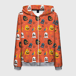 Толстовка 3D на молнии мужская HALLOWEEN ХЭЛЛУИН, цвет: 3D-меланж