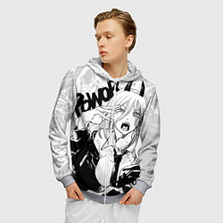Толстовка 3D на молнии мужская Пауэр - Человек-бензопила, цвет: 3D-меланж — фото 2