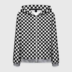 Толстовка 3D на молнии мужская Шахматное пано, цвет: 3D-меланж